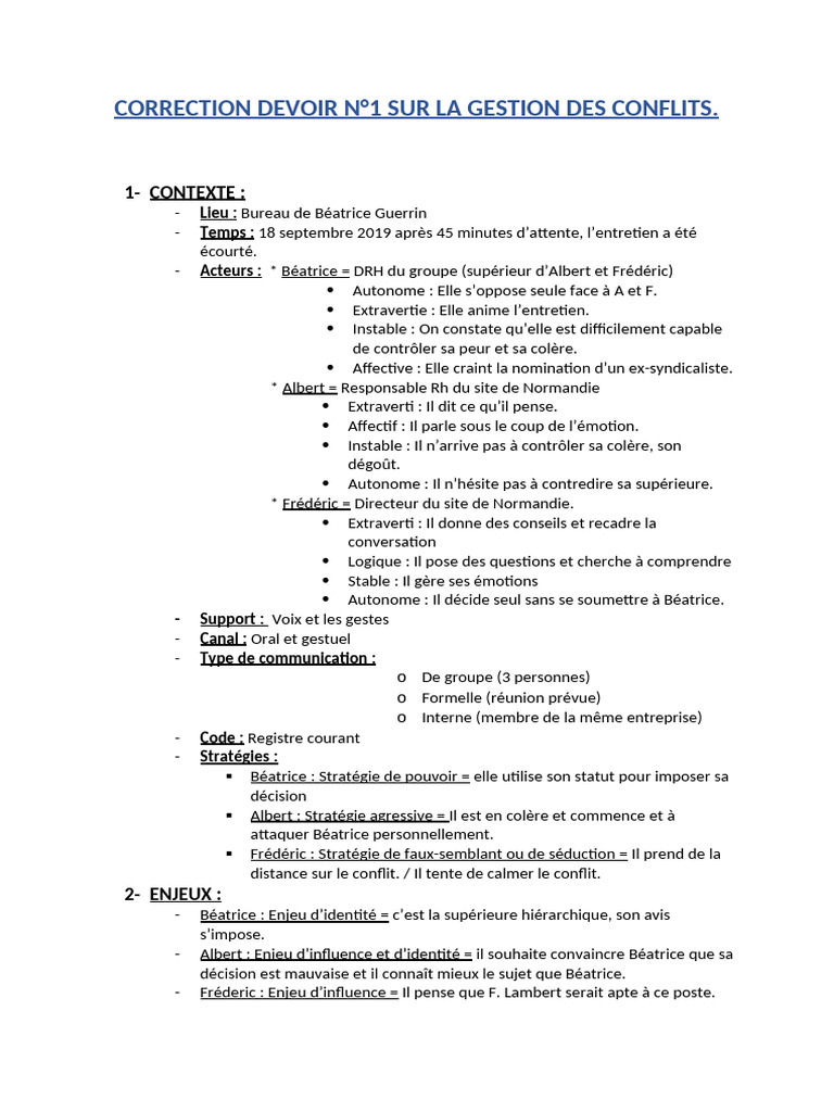 Gestion des Conflits en Entreprise | PDF