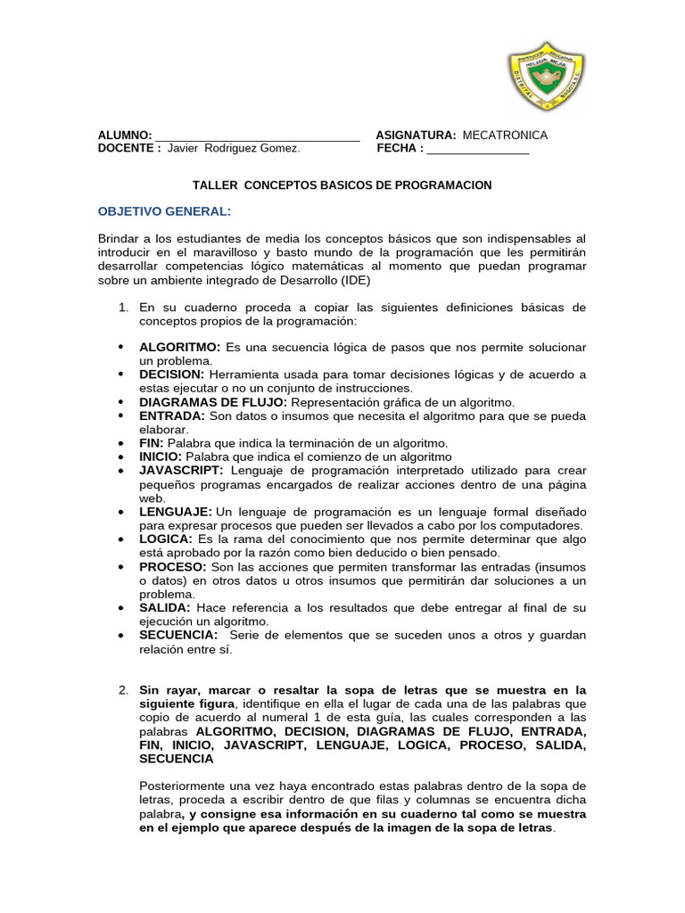 Conceptos Básicos de Programación | PDF | Algoritmos | Lenguaje de ...