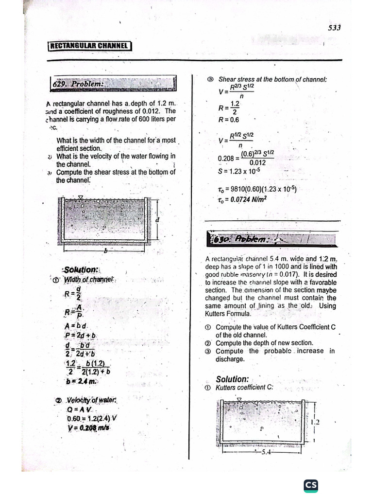 Rectangular Channels 1 | PDF