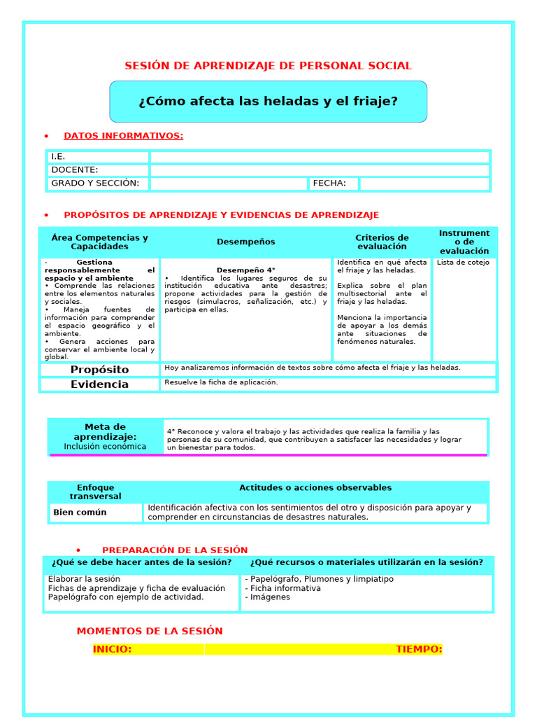 Impacto del Friaje y Heladas en Perú | PDF | Evaluación | Aprendizaje