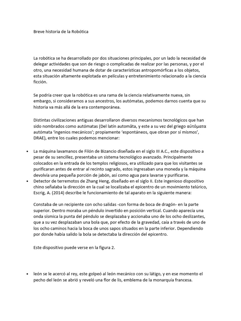 Historia y evolución de la robótica | PDF | Robot | Robótica