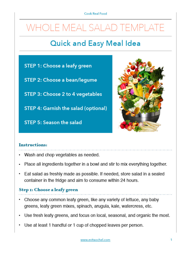 Reference Sheet - Whole Meal Salad Template | PDF | Salad | Bean