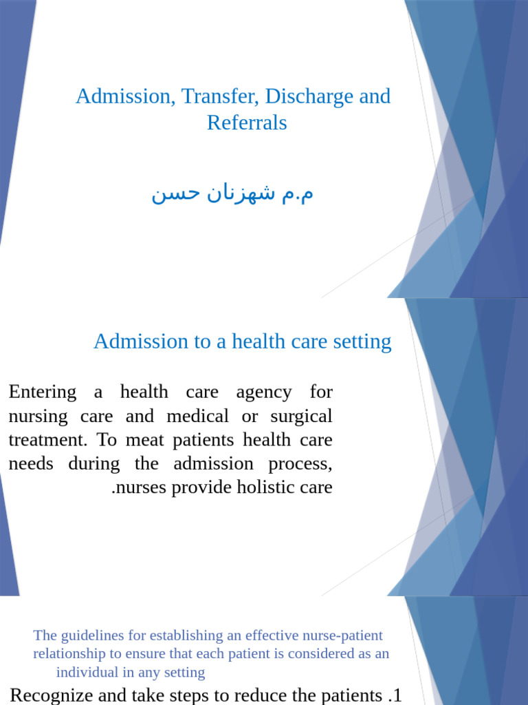 Admission, Transfer, and Discharge Guide | PDF | Patient | Nursing