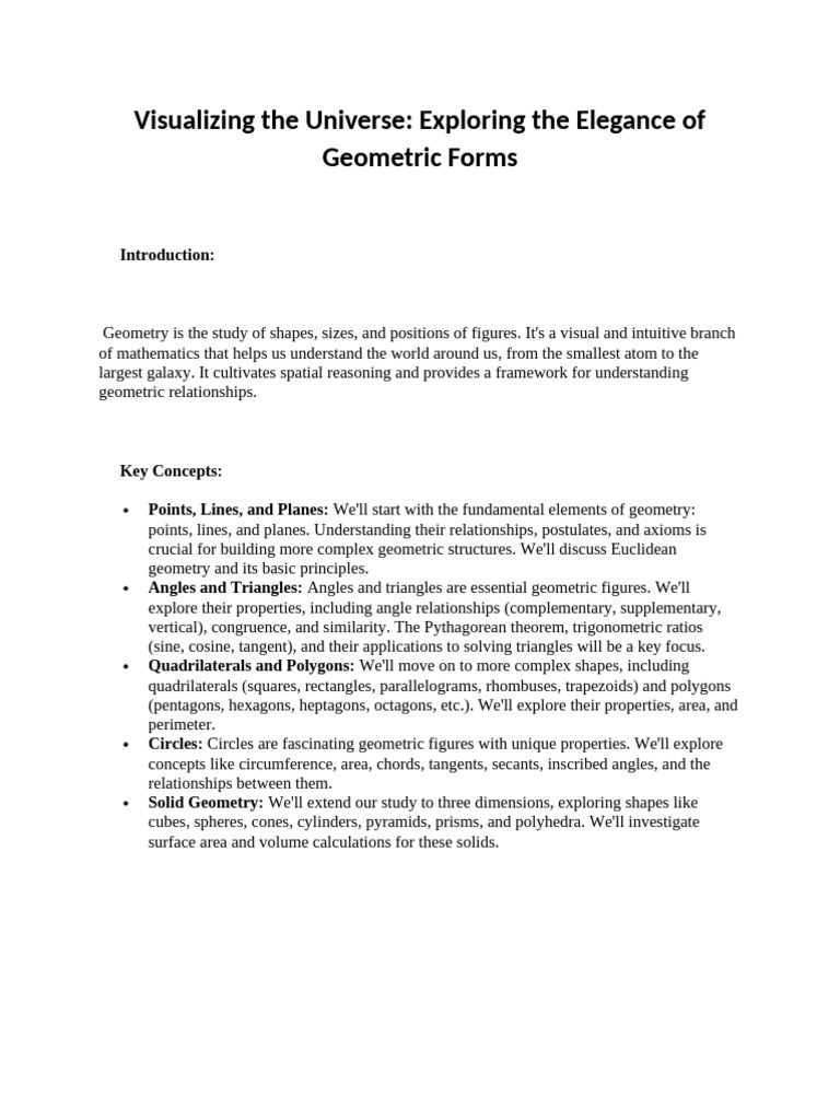 Visualizing The Universe Exploring The Elegance of Geometric Forms | PDF