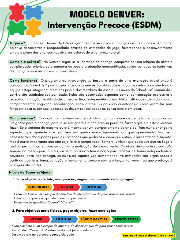 Modelo Denver de Intervenção Precoce | PDF | Autismo | Ciências ...