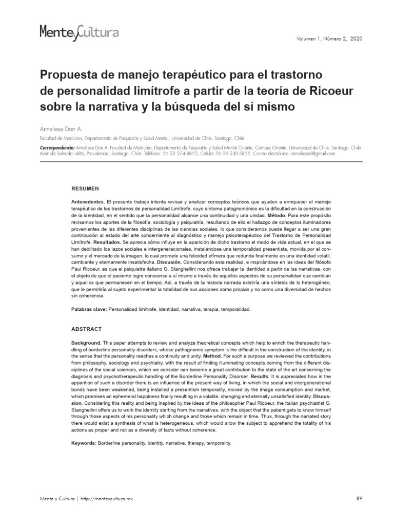 Terapia Narrativa en Personalidad Limítrofe | PDF | Consumo (economía ...
