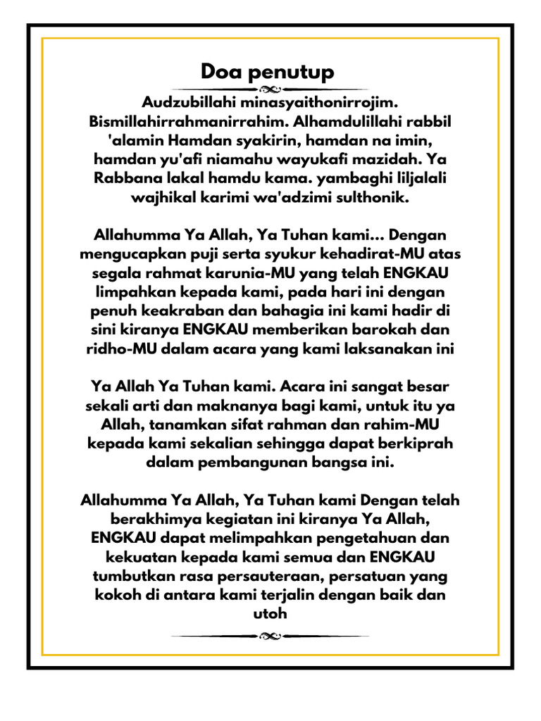 Doa Penutup Persekutuan Doa | PDF