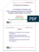 Lecture 8: Unilateral Z-Transform and Time - Frequency Analysis of D-T Systems
