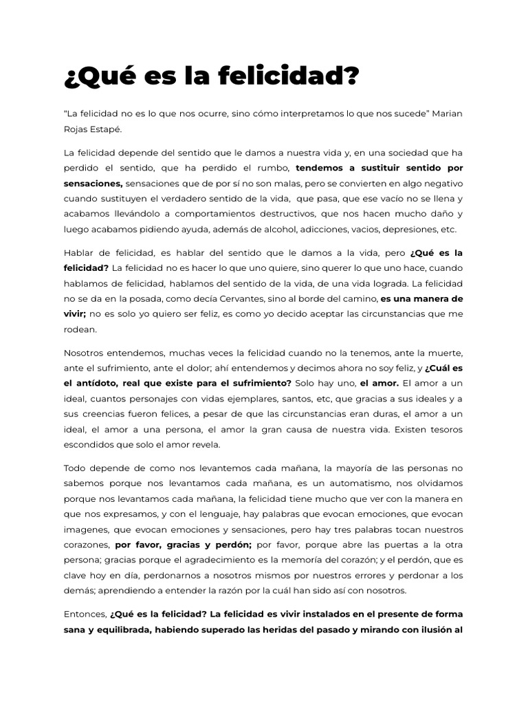 La felicidad: sentido y optimismo en la vida | PDF | Felicidad | Amor