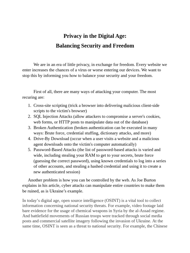 Balancing Privacy and Security Online | PDF | Computer Security | Security