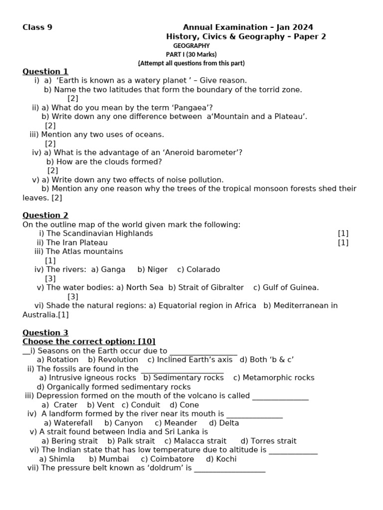 PDF_GO_class 9 annual examination 2024 | PDF | Wound | Precipitation