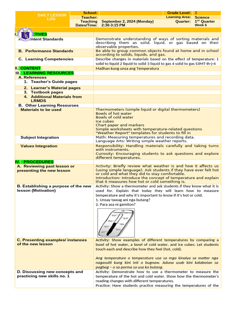 Understanding Temperature in Science | PDF | Thermometer | Learning