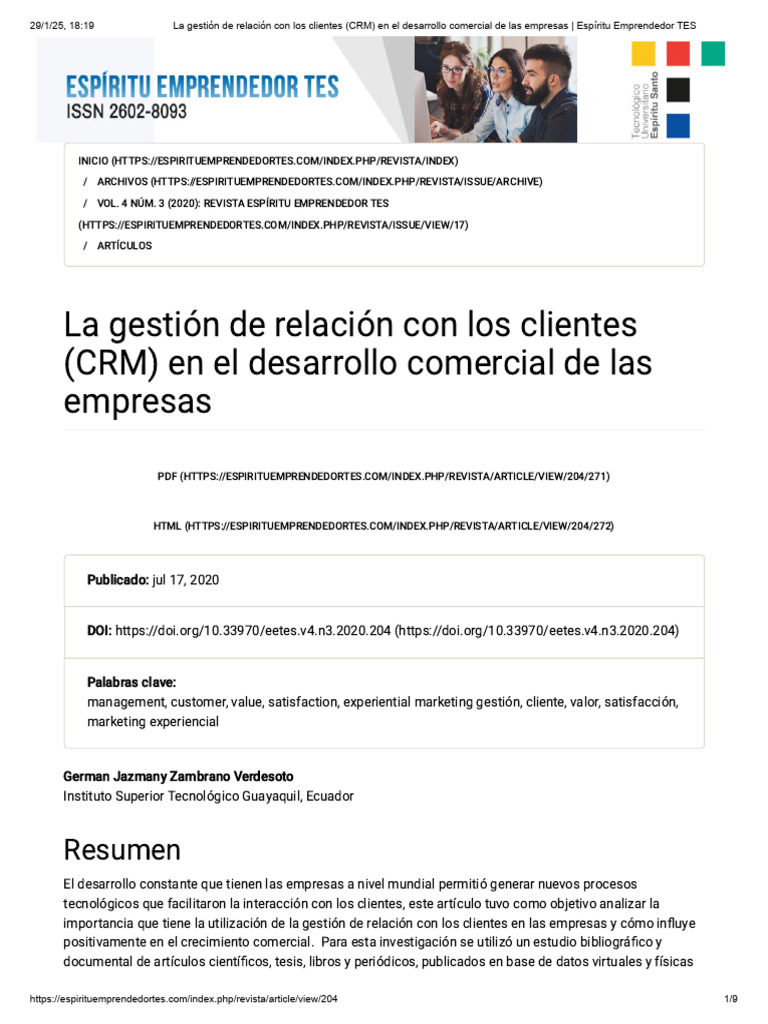 La Gestión de Relación Con Los Clientes (CRM) en El Desarrollo ...