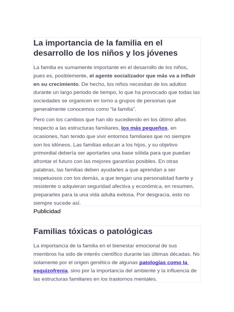 Importancia de la familia en el desarrollo infantil | PDF | Familia ...