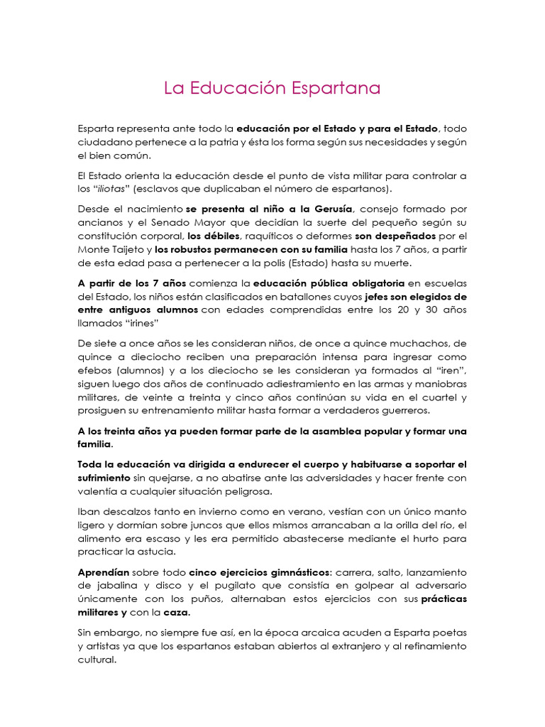 La Educación en Esparta: Agogé y Sociedad | PDF | Esparta | Antigua Grecia