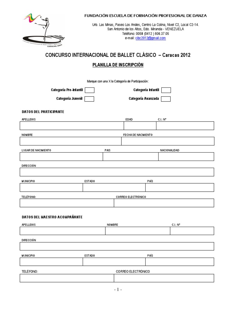 Ficha de Inscripción Concurso Danza | PDF | Ballet | Baile de concierto