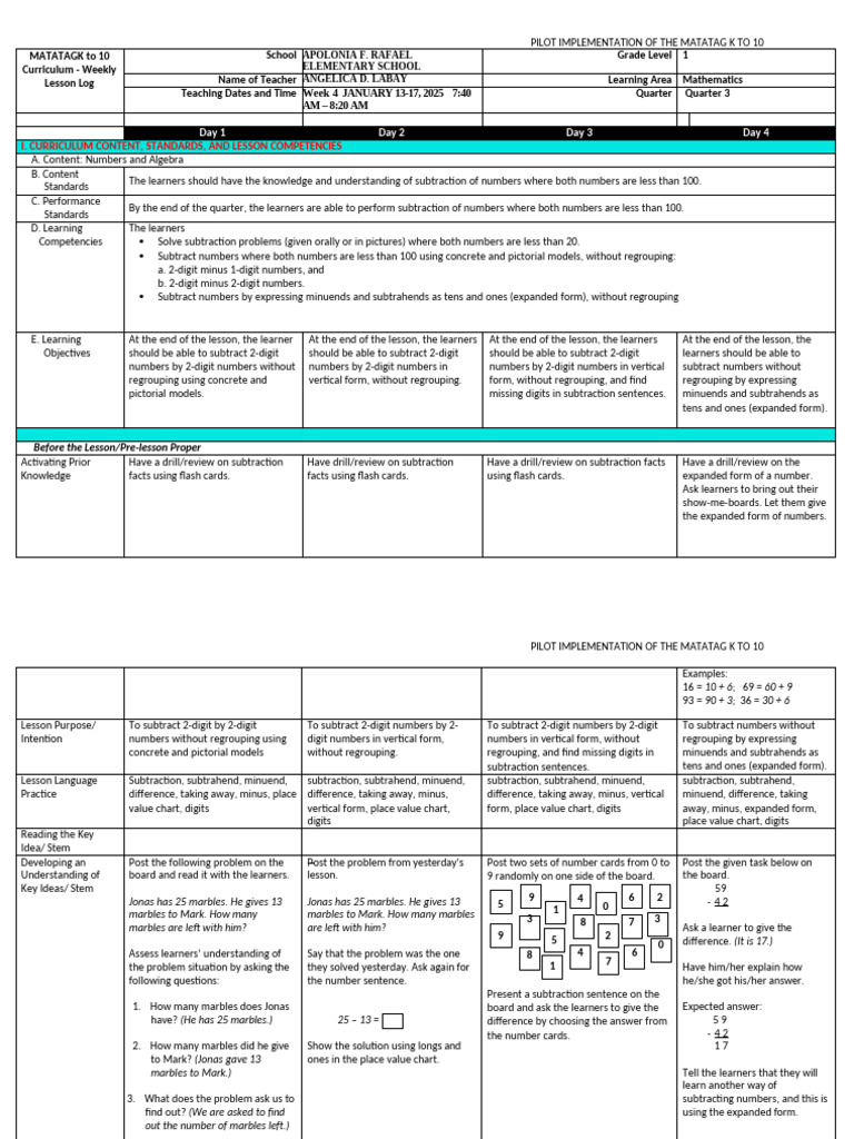 Subtraction Strategies for Grade 1 | PDF | Subtraction | Numbers