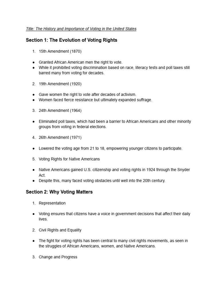 Evolution of US Voting Rights | PDF