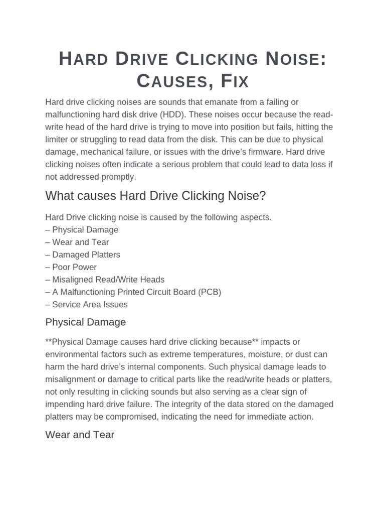 Hard Drive Clicking: Causes & Fixes | PDF | Hard Disk Drive | Solid ...
