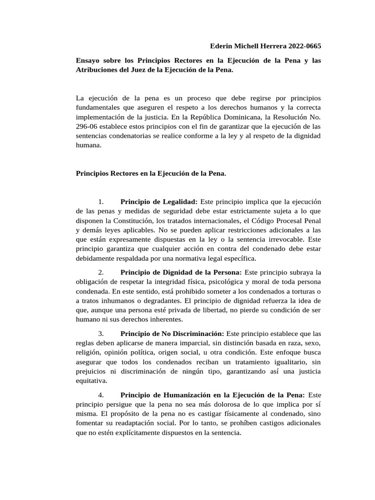 Principios de Ejecución de la Pena en RD | PDF | Pena capital | Castigos