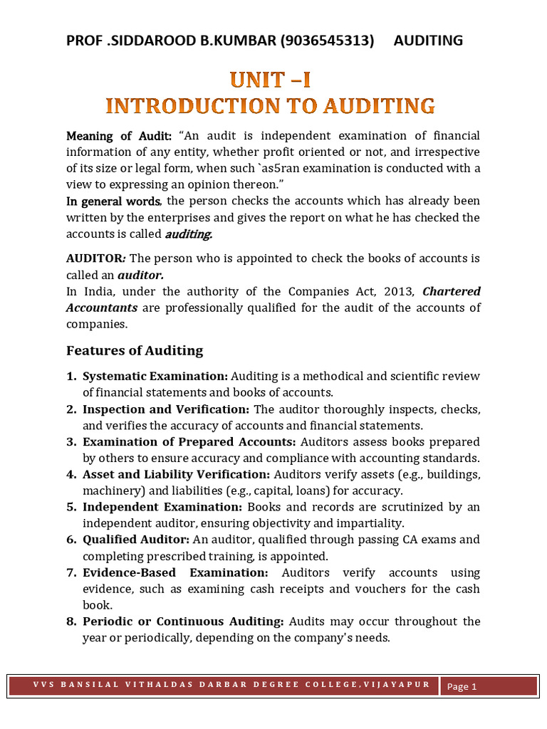 Introduction to Auditing Concepts | PDF | Audit | Financial Audit