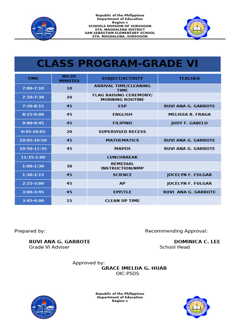 Teachers & Class Program 2023-B | PDF | Social Institutions | Governance