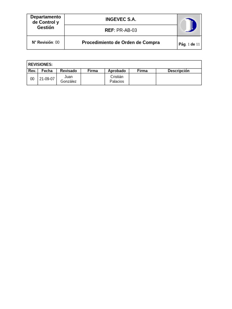 Procedimiento para Orden de Compra Ingevec | PDF | Factura