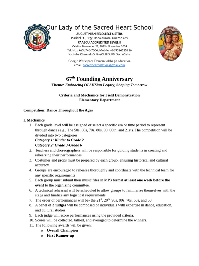 OLSHS Dance Competition Guidelines | PDF | Dances