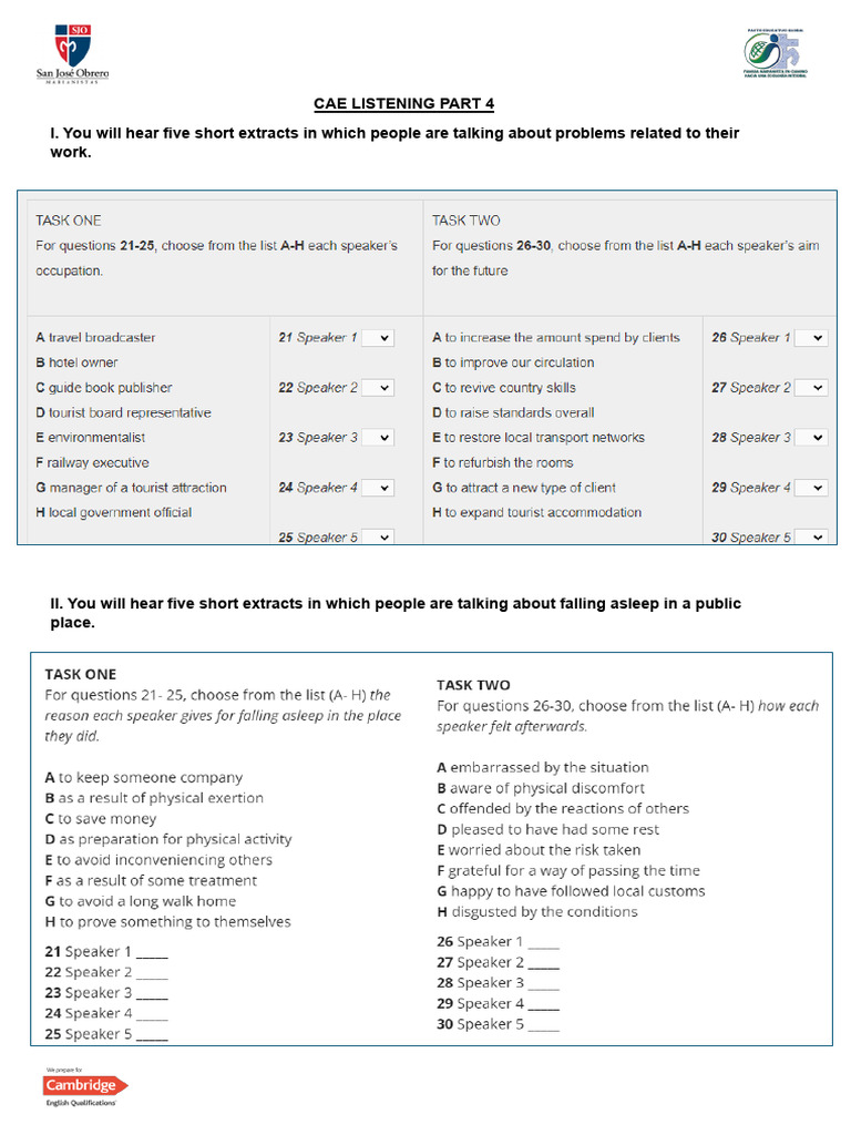 2 CAE LISTENING PART 4 | PDF