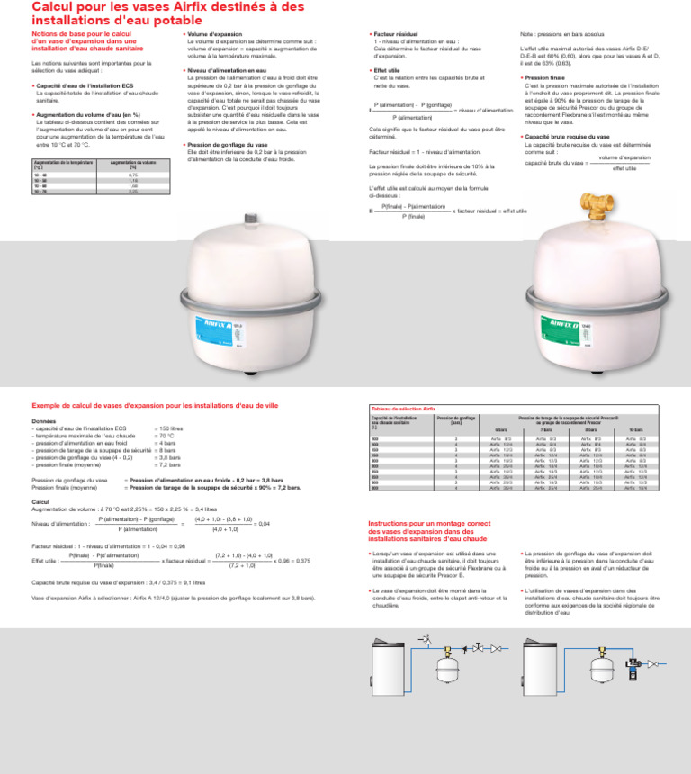 Calcul du vase d'expansion sanitaire PDF Génie chimique Hydraulique — free download
