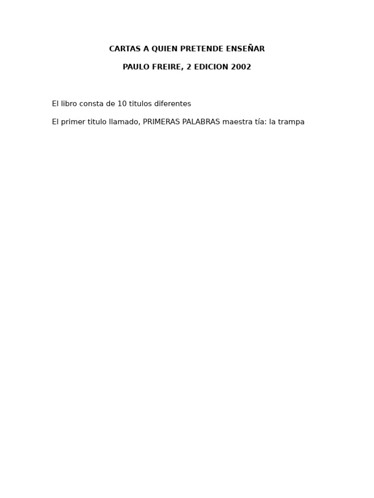 Cartas A Quien Pretende Enseñar | PDF