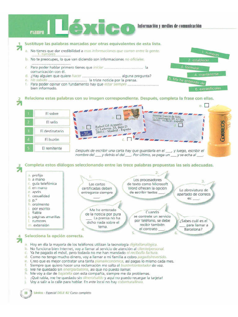 Vocabulario y Ejercicios de Léxico - Información y Medios de ...
