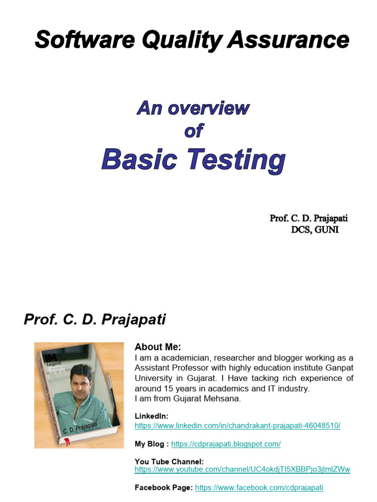 Software Testing Insights by Prof. Prajapati | PDF | Software Testing ...