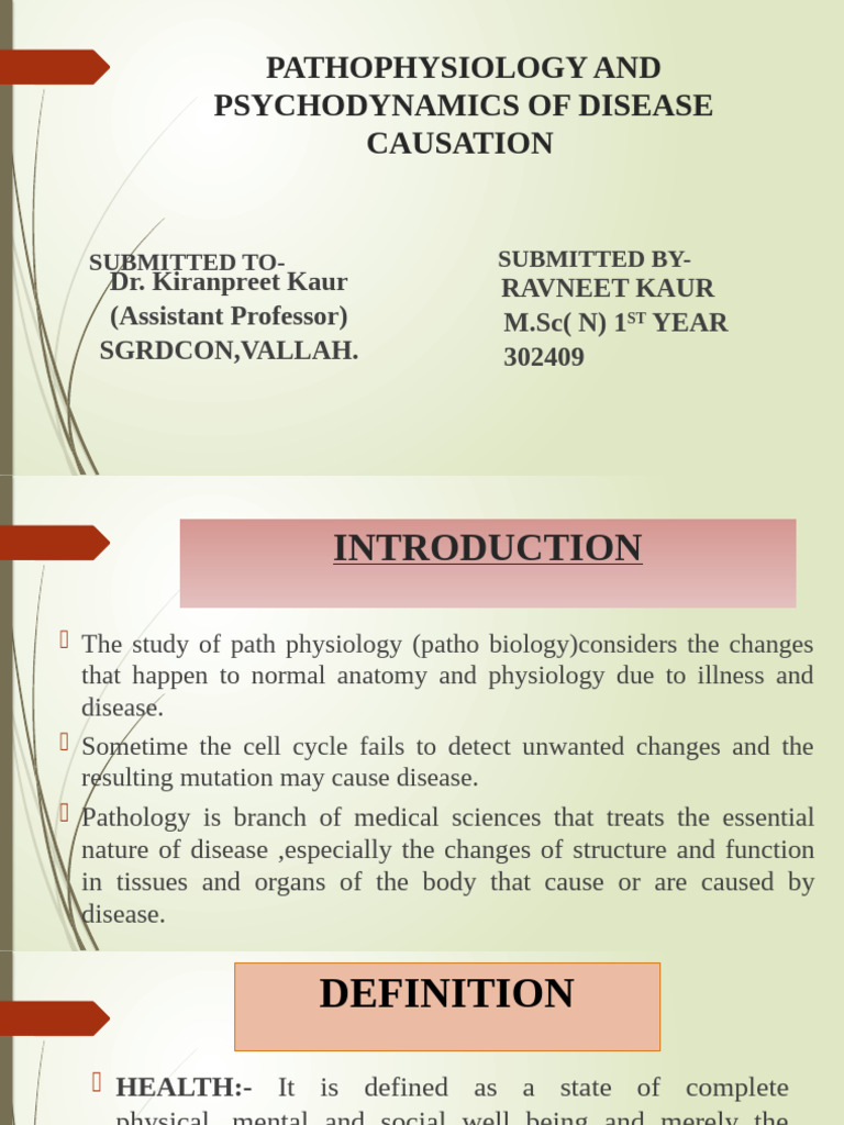 Disease Causation: Pathophysiology & Stress | PDF | Stress (Biology ...