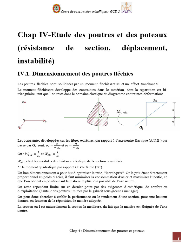 Dimensionnement poutres et poteaux GCD 2 | PDF | Flambage | Flexion ...