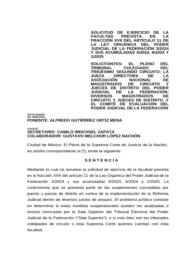 Proyecto de La SCJN Plantea Descalificar Sentencias Del Tribunal