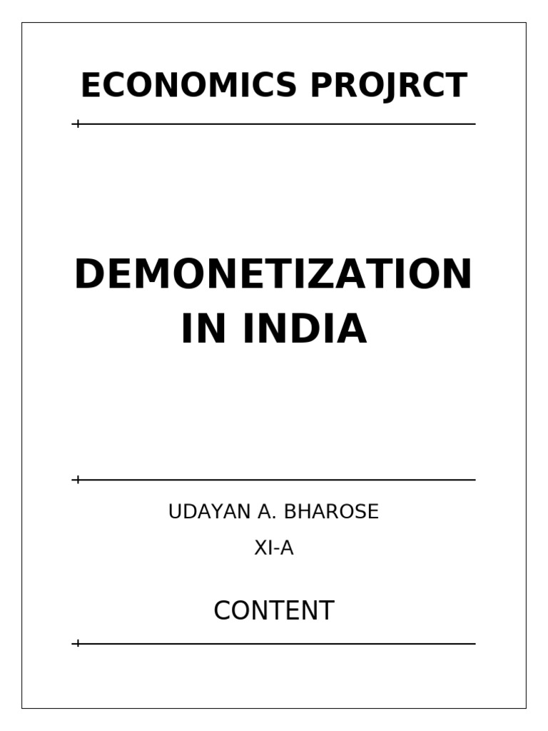 Demonetization (Eco Project) | PDF | Indian Black Money | Money