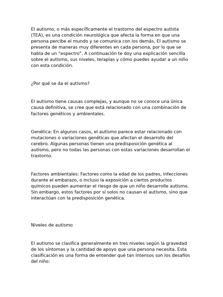Guía sobre el Trastorno del Espectro Autista | PDF | Autismo ...
