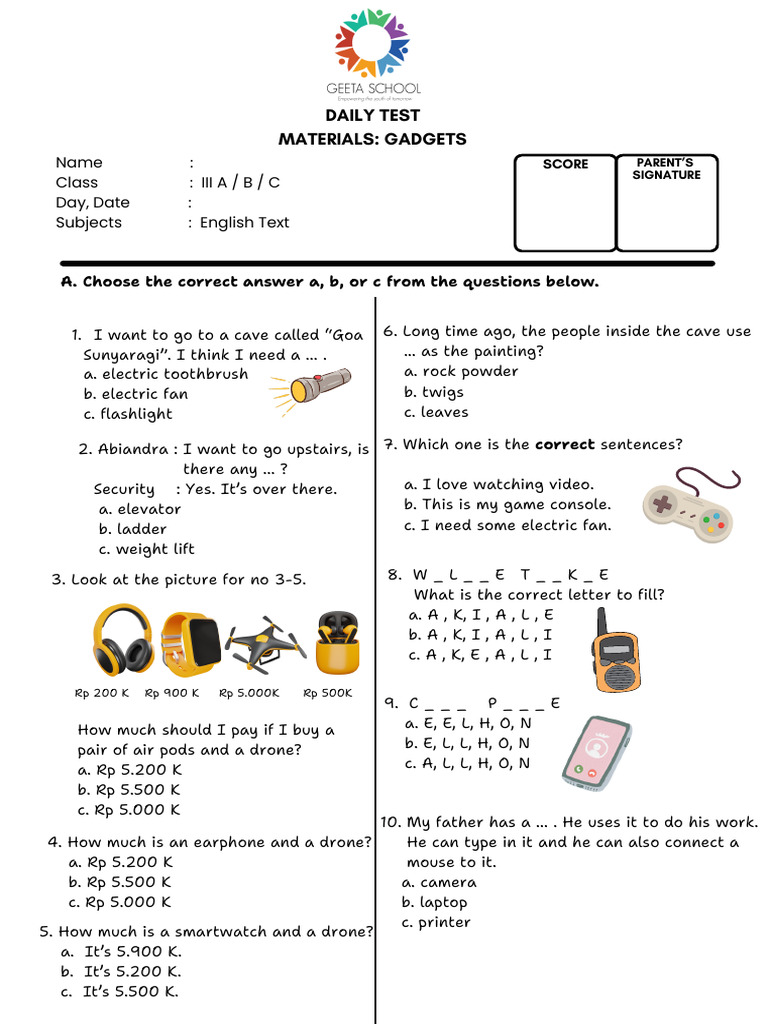 Cave Exploration Daily Test for Kids | PDF