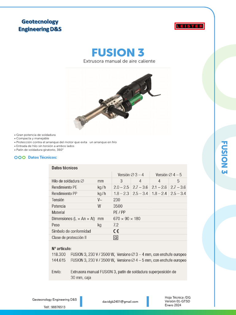 Extrusora Manual de Aire Caliente FUSION 3 | PDF