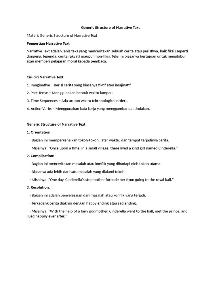 Generic Structure of Narrative Text Kelas 12 | PDF | Linguistics | Grammar