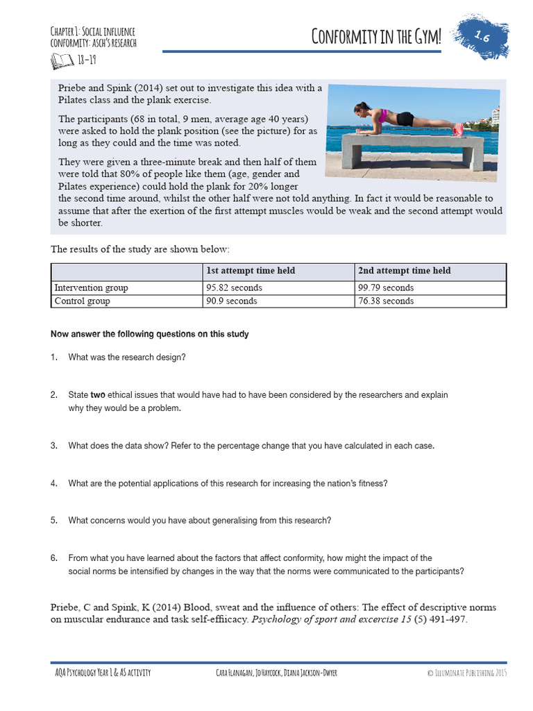 Social Influence in Fitness: Plank Study | PDF - Planks Of Influence