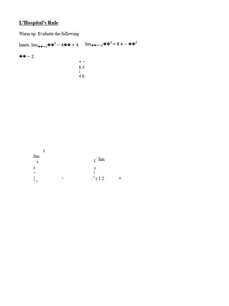 L'Hospital's Rule: Evaluating Limits | PDF | Calculus | Mathematical ...