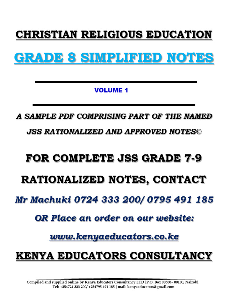 Grade 8 CRE Simplified Notes | PDF | Adam | Eve