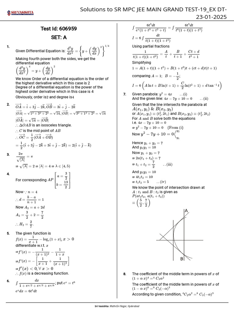 Sr mpc jee main grand test 19 ex dt 23 01 2025 solutions pdf