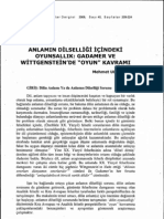 Anlamin Di̇lselli̇ği̇ İçi̇ndeki̇ Oyunsallik Gadamer Ve Wi̇ttgenstein Da Oyun Kavrami