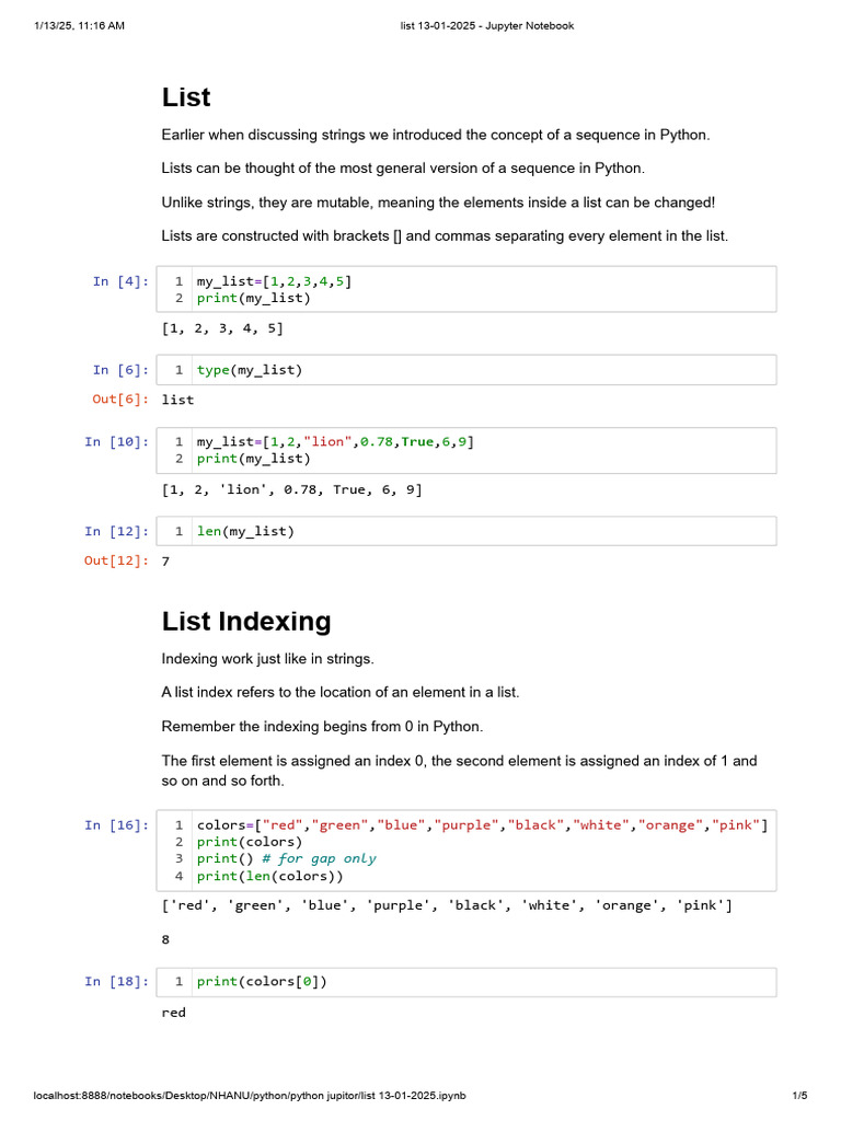 List 13-01-2025 - Jupyter Notebook | PDF | String (Computer Science ...