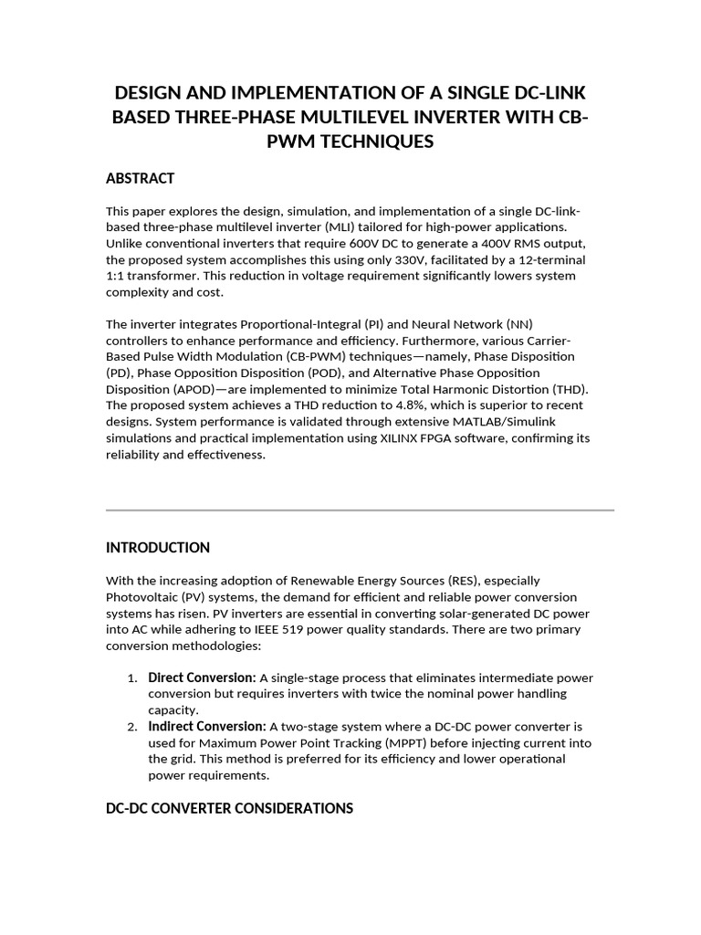 Design and Implementation of A Single DC | PDF | Power Inverter ...