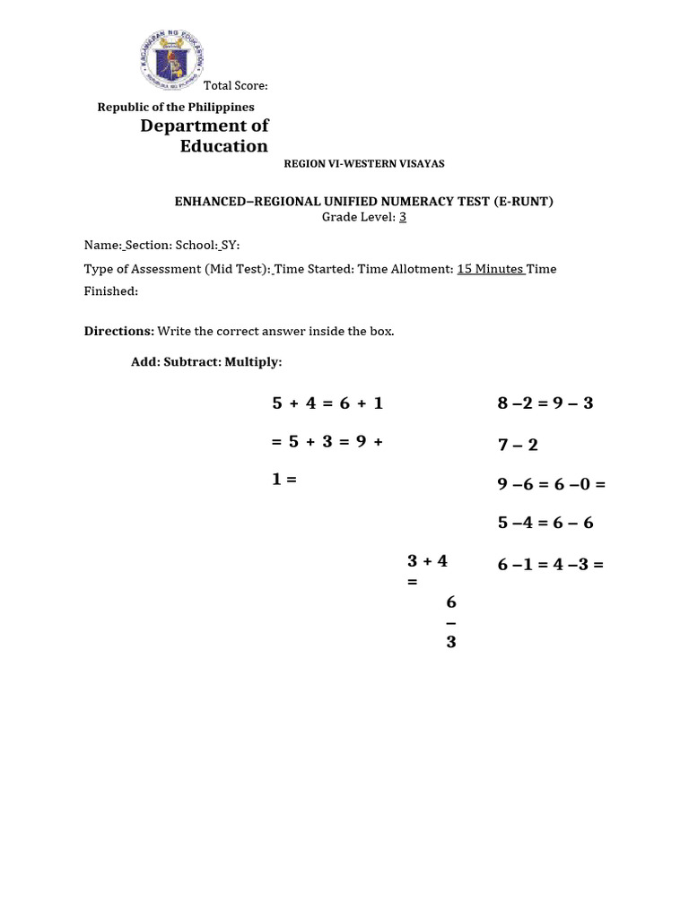 E RUNT MID TEST 2023 2024 Grade 3 | PDF