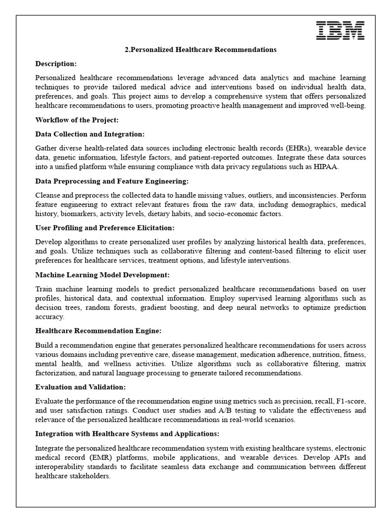 Personalized Healthcare Recommendation System | PDF | Electronic Health ...